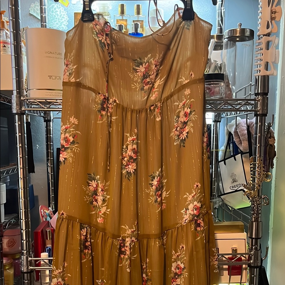 Madewell Floral Maxi Dress in Olive Green